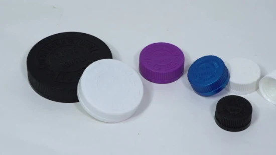 Fabricación de tapa de rosca de plástico PP con tapa CRC acanalada con tapa de plástico con sello de inducción para paquete de botella cosmética