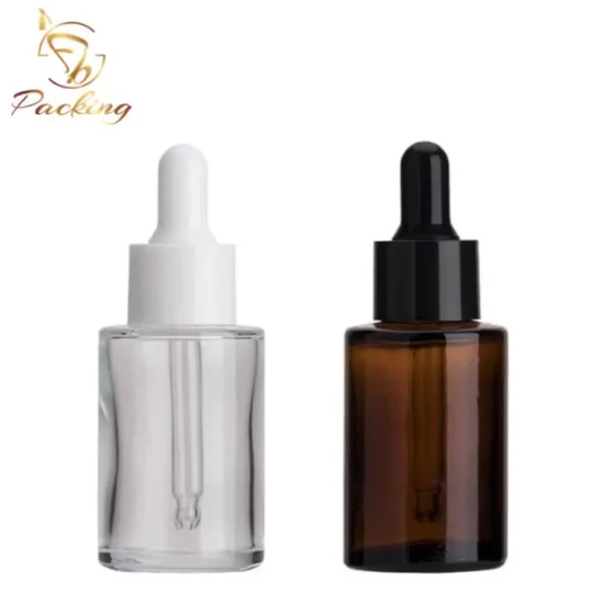 Botella cuentagotas de vidrio vacía de alta calidad de 15 ml con resistencia a los rayos UV negros para tipos de aceites cosméticos o aceites farmacéuticos