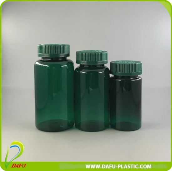 Envase de cápsulas de plástico farmacéutico para mascotas personalizado de 200 ml con tapa de plástico
